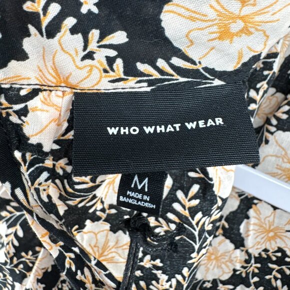 Who What Wear Floral Gardenia Garden Blouse Black Cream Print Women’s Size M NWT - Picture 5 of 11